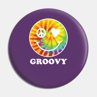 Groovy Tie-Dye Emoji - Funny Vintage Hippie Shirts for Emoji Lovers Pin