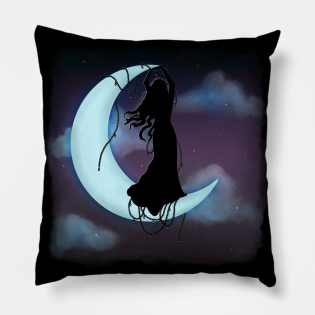 Moon Goddess Clouds Pillow by VixxxenDigitalDesign