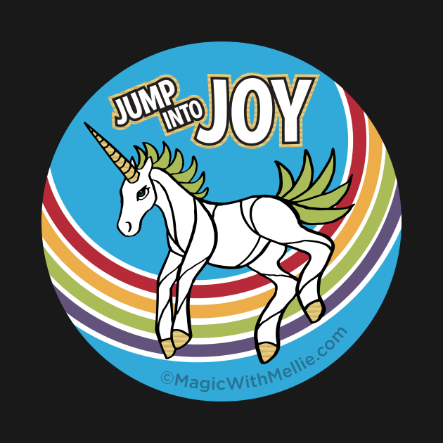 Jump into Joy Rainbow Unicorn — Dancing Uniquorn Illustration series by mellierosetest