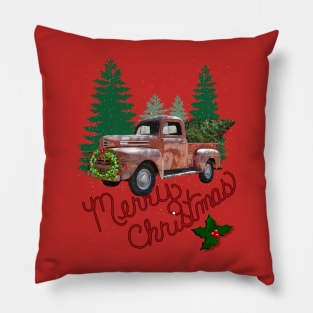 Christmas Red Truck & Xmas Tree Vintage Farmhouse Merry Christmas Gifts Pillow