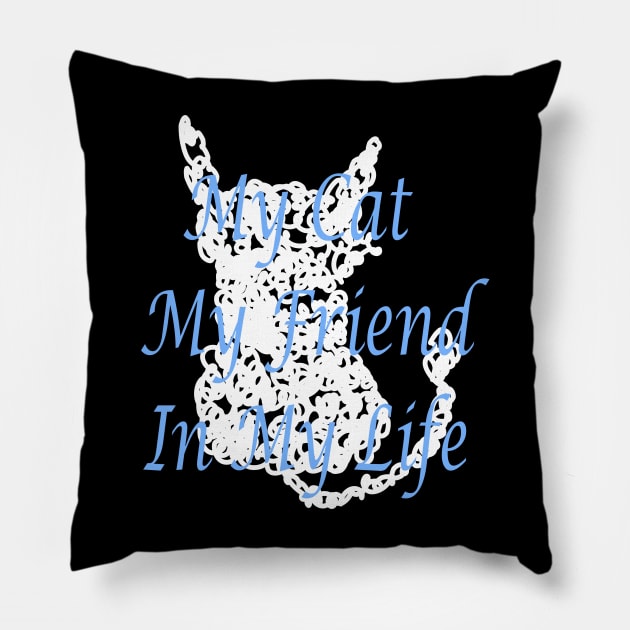 Scribble White Cat Pillow by Fandie