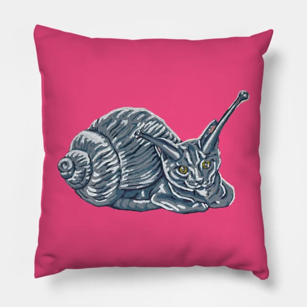 Grey Kitten Snail Pillow by RaLiz