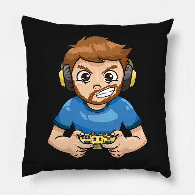 GAMING: Angry Bearded Gamer Pillow by woormle