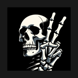 Skeleton Making Peace Sign | Unique Image for Products T-Shirt