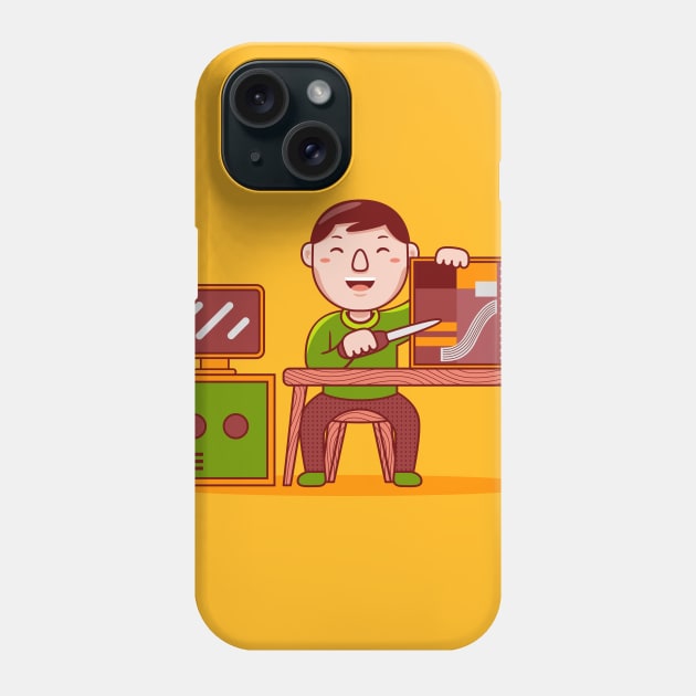 Cute Computer Technician Cartoon Phone Case by MEDZ