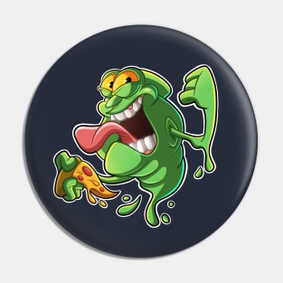 Green Ghost Pizza Pin
