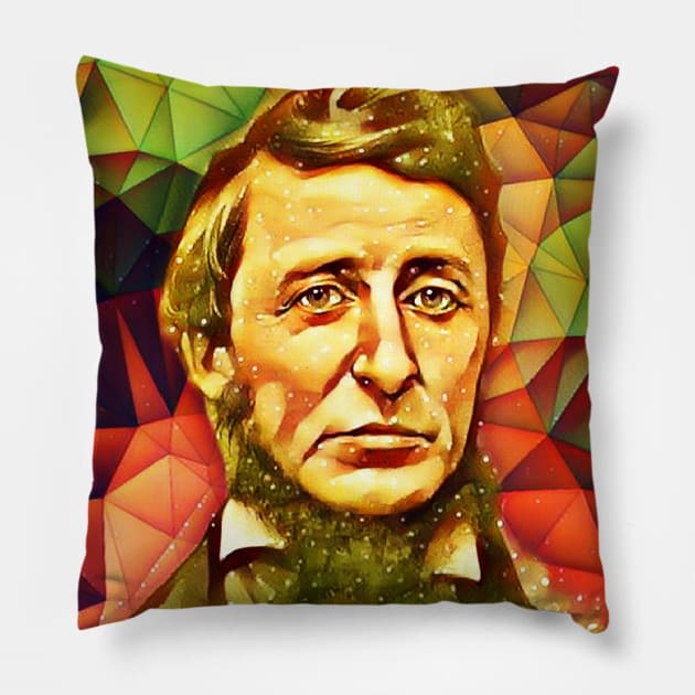 Henry David Thoreau Snow Portrait | Henry David Thoreau Artwork 9 Pillow by JustLit