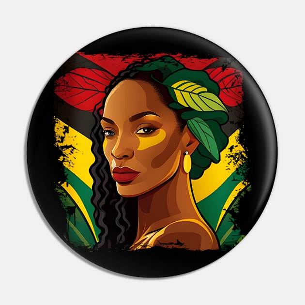 I Am Black History African Woman T-Shirt Pin by William Edward Husband