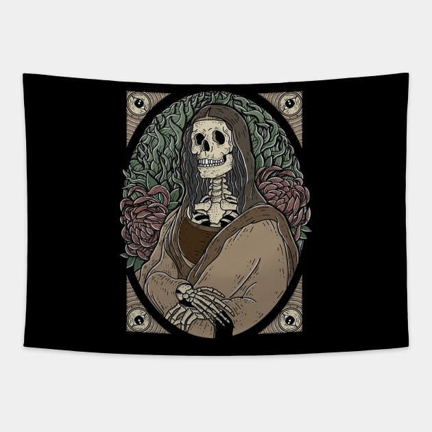 skull monalisa Tapestry by Tigajiwa