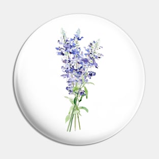 blue mealycup sage flowers bouquet watercolor Pin