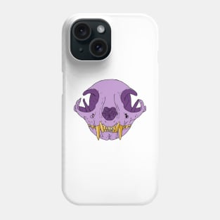 Cat Skull Amethyst and Gold Teeth Phone Case