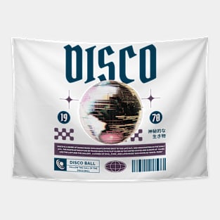 DISCO  - Grainy Mirror Ball (navy/lavender) Tapestry