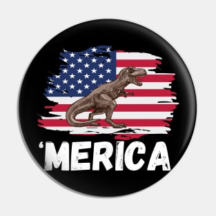 Vintage American flag T-Rex Dinosaur 4th Of July Independence Day Patriotic Party Pin