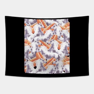 Funny Unicorn Hotdog Crazy Collage Tapestry