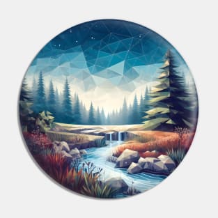 Low Poly Night Forest with River Pin