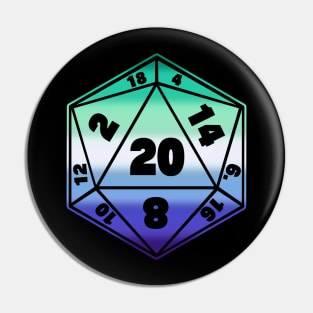 D20 Pride Flag Dice Pin