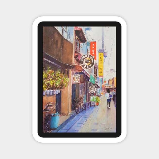 Japanese street scene Magnet by sampabhakta