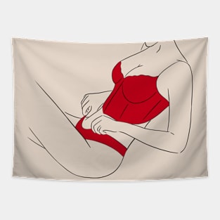 Woman line art Tapestry