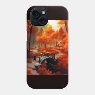 Snow in autumn in a park Phone Case