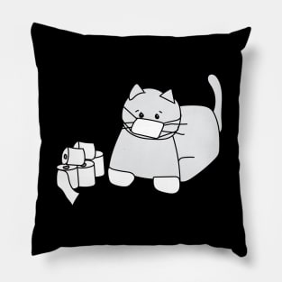 Corona Cat White Gloves Black Back Pillow