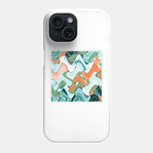 Abstract Mid Century Pattern Distorted in Marbled Paper Phone Case