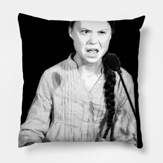 Greta Thunberg How Dare You Pillow by chris28zero