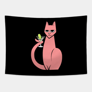 Cat w/ Martini Tapestry