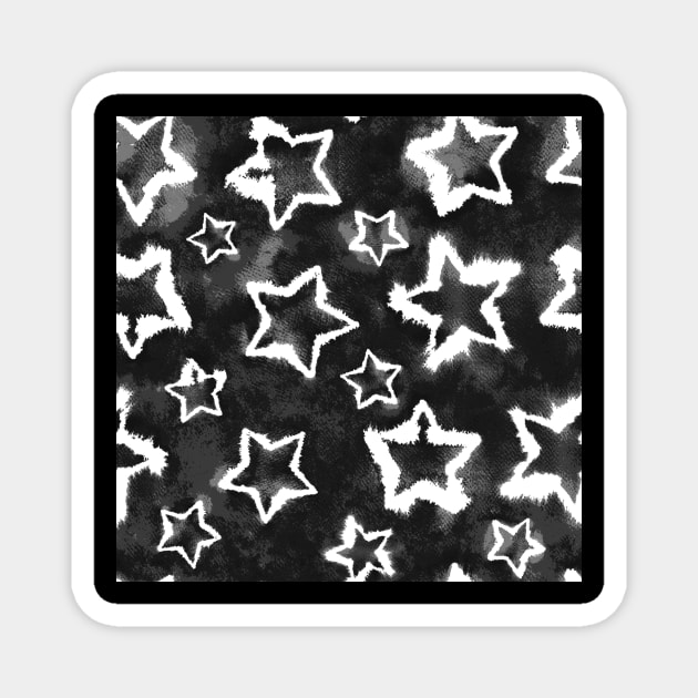 Black and White Tie Dye Stars Magnet by Carolina Díaz