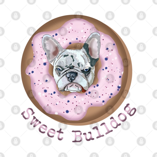 Sweet Bulldog and donut with pink glaze by KateQR