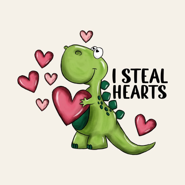 I Steal Hearts Dinosaur Valentines Day by Nessanya