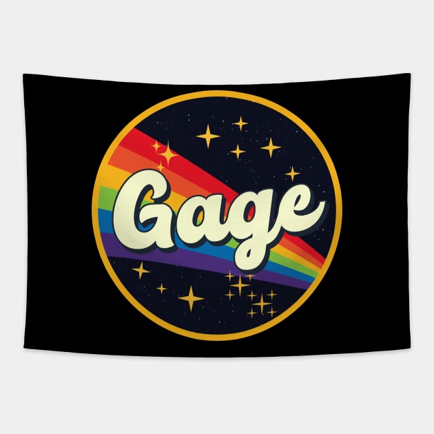 Gage // Rainbow In Space Vintage Style Tapestry by LMW Art