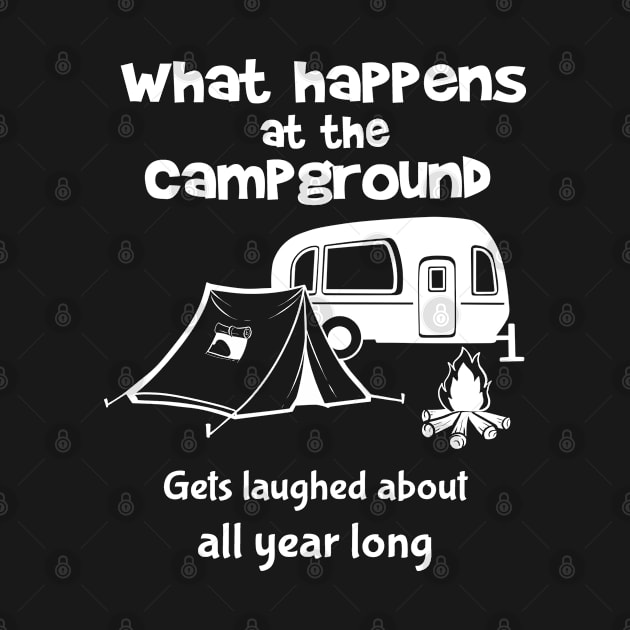 Funny Camping Gift Print What Happens At The Campground Print by Linco