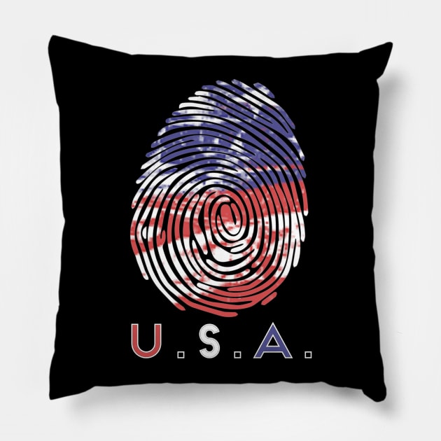 USA Fingerprint Pillow by Contentarama