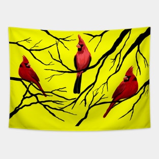 Red Cardinal Trio Tapestry