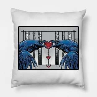 A Raven's Love - Black Outlined Version Pillow