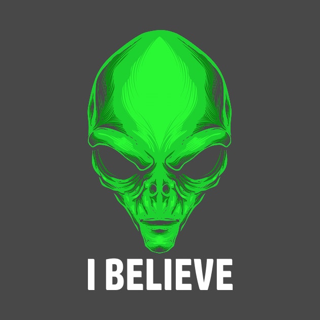 Alien Head - I Believe by Area51Merch