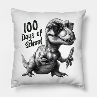 100 days of school T-Rex With Glasses Pillow