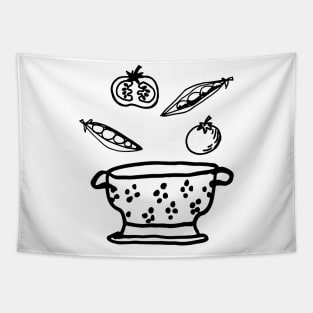 Retro Veggie Soup Design Tapestry