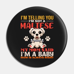 I'm Telling You I'm Not A Maltese My Mom Said I'm A Baby Mom Is Always Right Pin