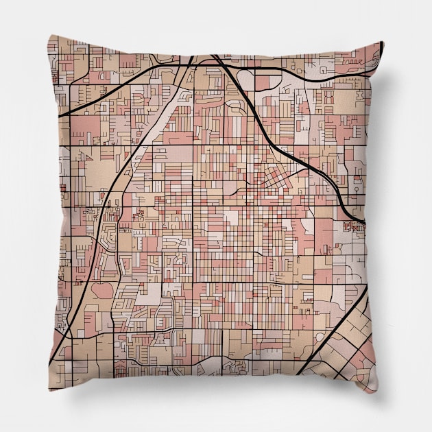 Santa Ana Map Pattern in Soft Pink Pastels Pillow by PatternMaps