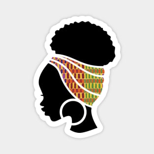 Afro Hair Woman with African Pattern Headwrap Magnet