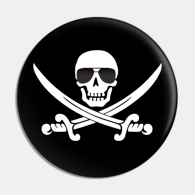 Cool Pirate Skull with Crossed Swords Pin by HighBrowDesigns