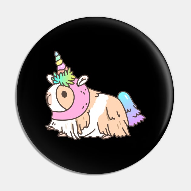 Silkie Guinea pig in Unicorn Costume Pin by Noristudio