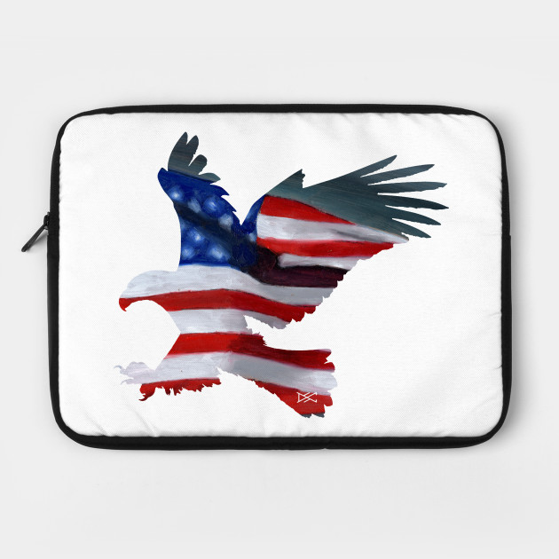Eagle American Flag Oil Painting Silhouette Eagle Laptop Case