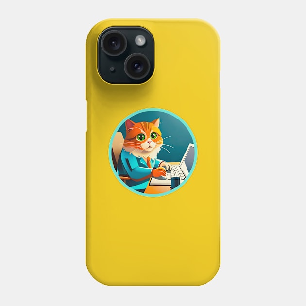 programmer cat beep boop coding Phone Case by sadieillust