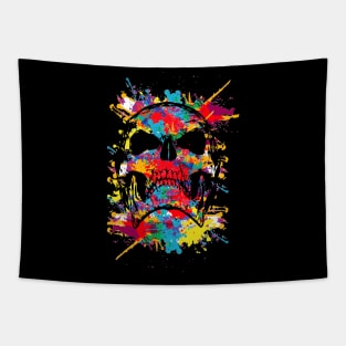 colorful skull artwork Tapestry