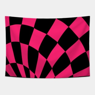 Pink and Black Checkers Tapestry