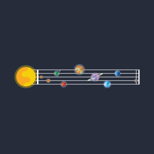 Planets of Solar System in a Light Music Sheet T-Shirt