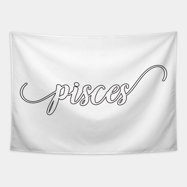 Pisces Zodiac Script Sticker Tapestry by aterkaderk