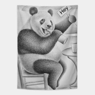 Drawing Panda Sign Tapestry